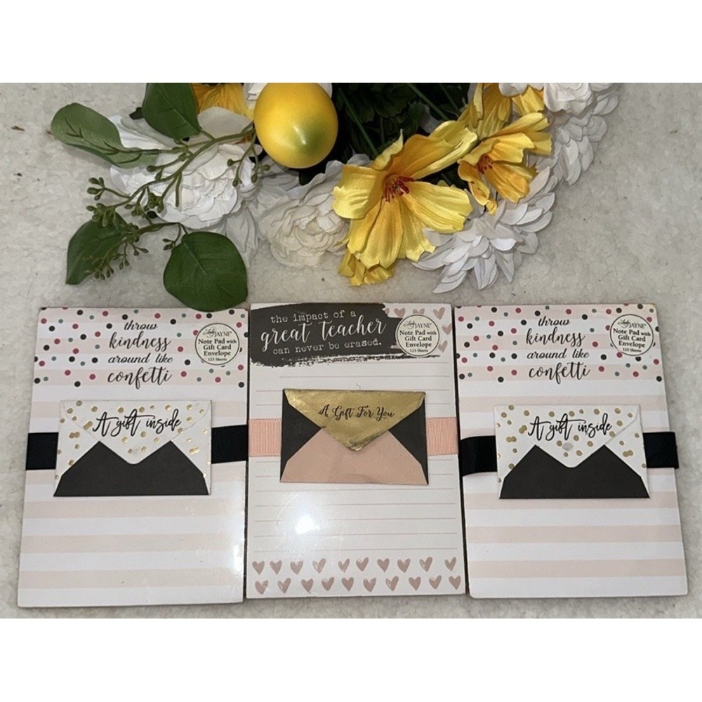 Lady Jayne Note Pad Set of 3 Teacher Appreciation Kindness Gift Card Envelopes